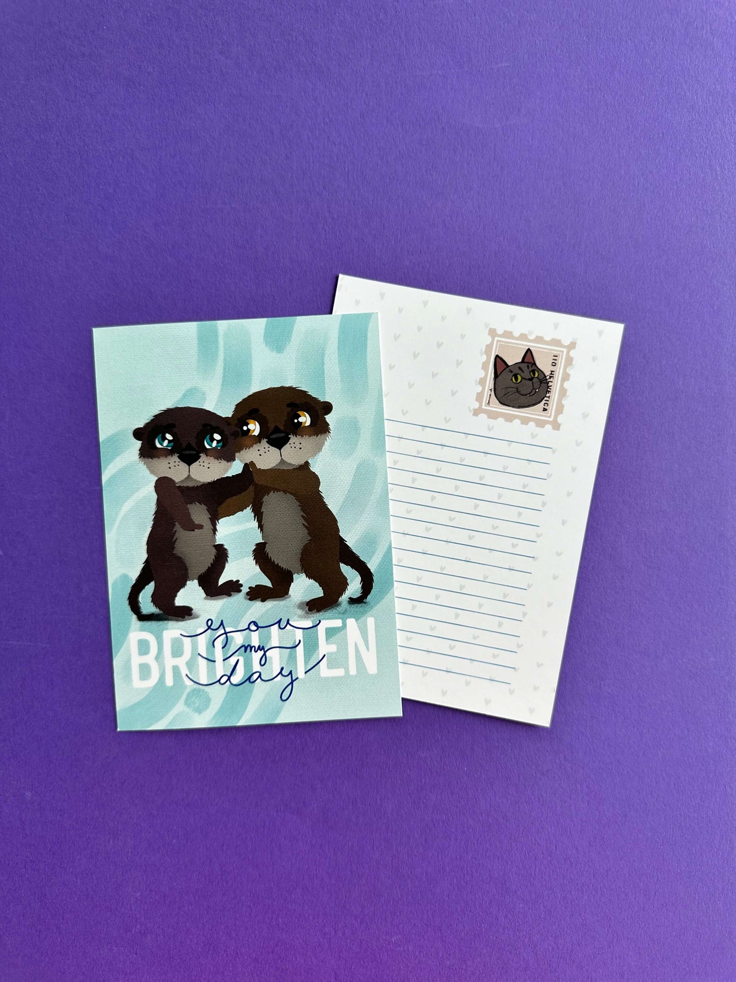 Carte postale A6 Loutres amoureuses