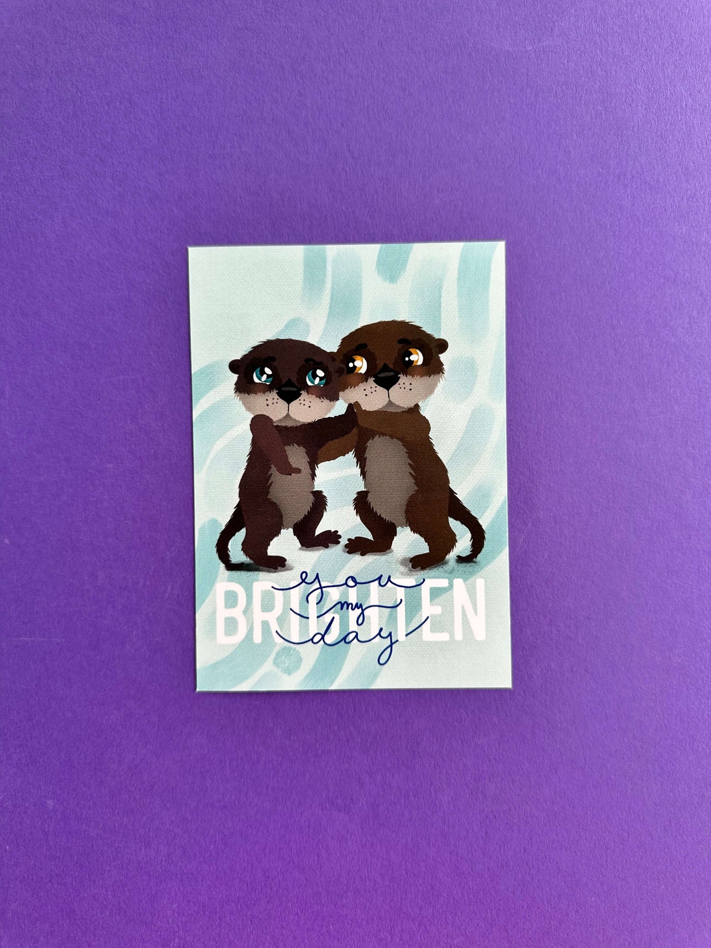 Carte postale A6 Loutres amoureuses
