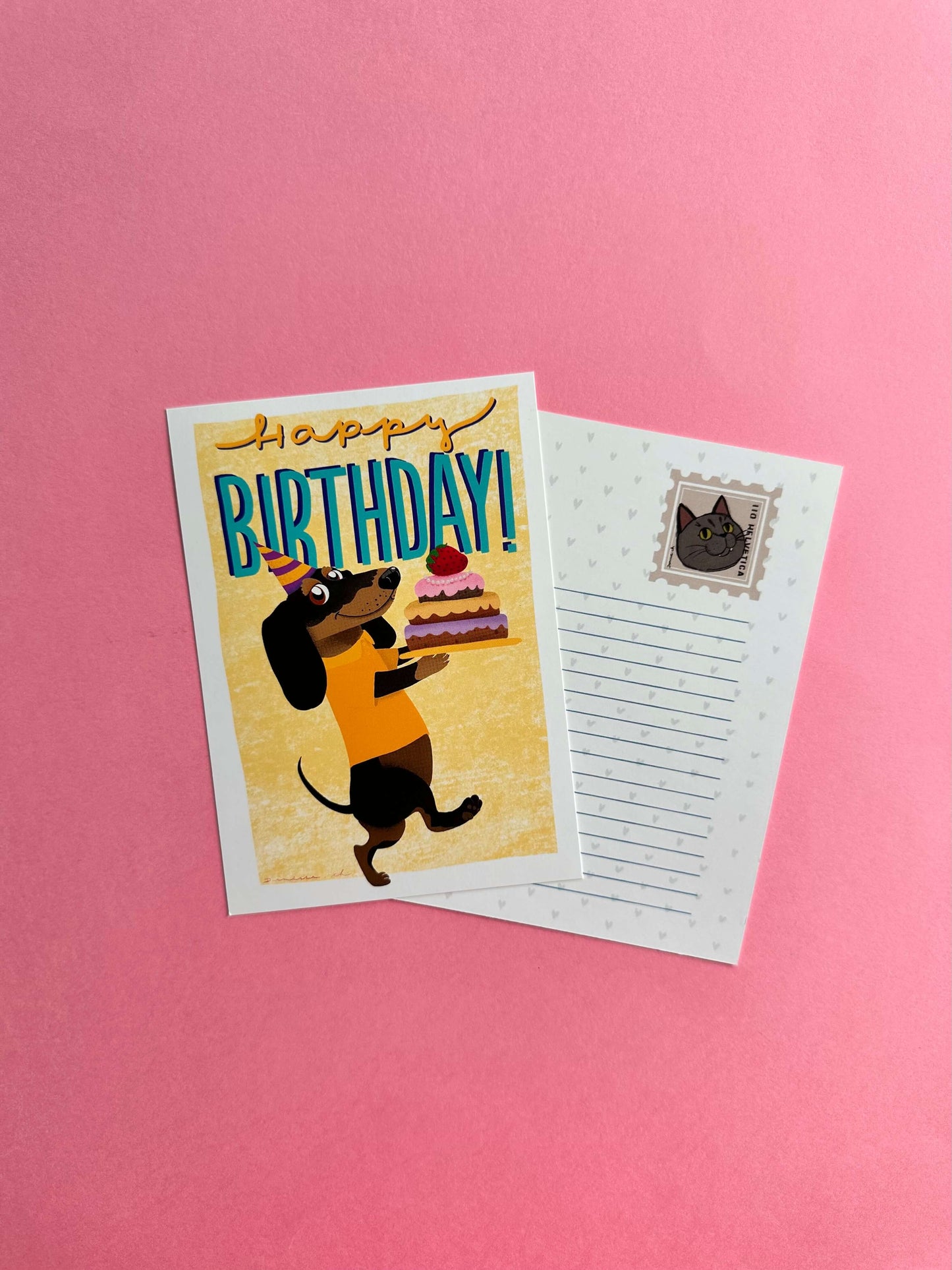 Carte postale A6 Teckel Happy Birthday