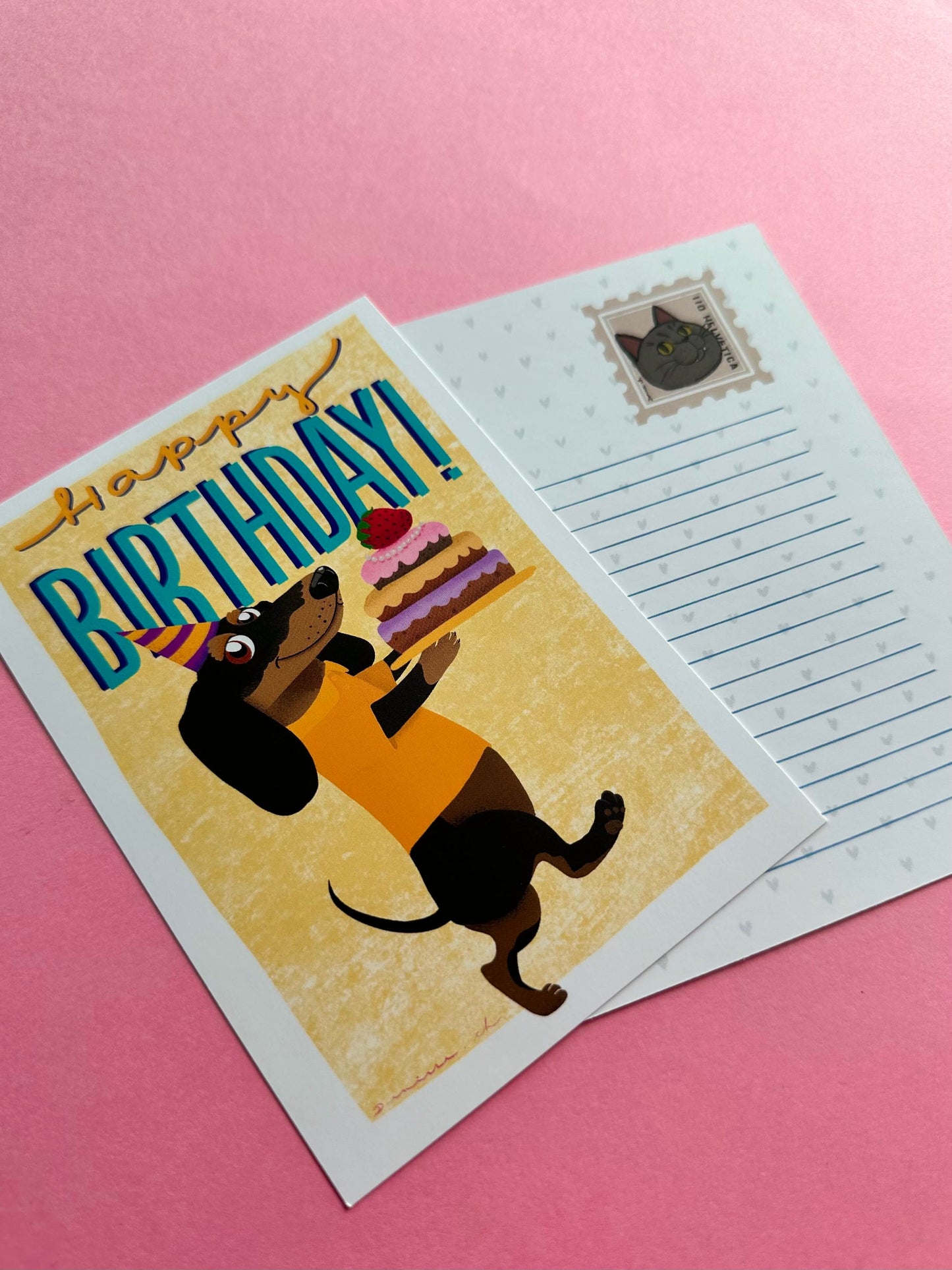 Carte postale A6 Teckel Happy Birthday