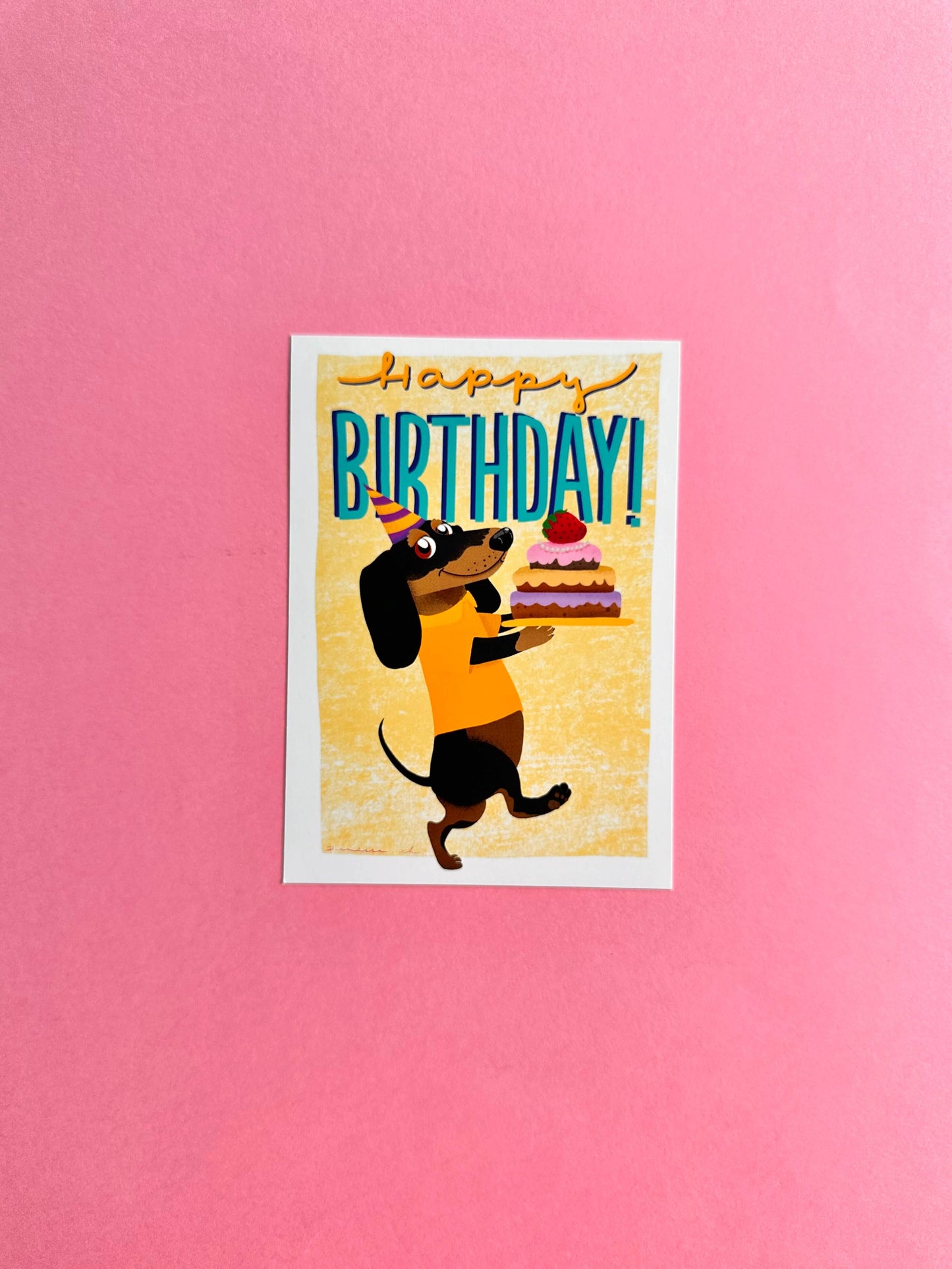 Carte postale A6 Teckel Happy Birthday