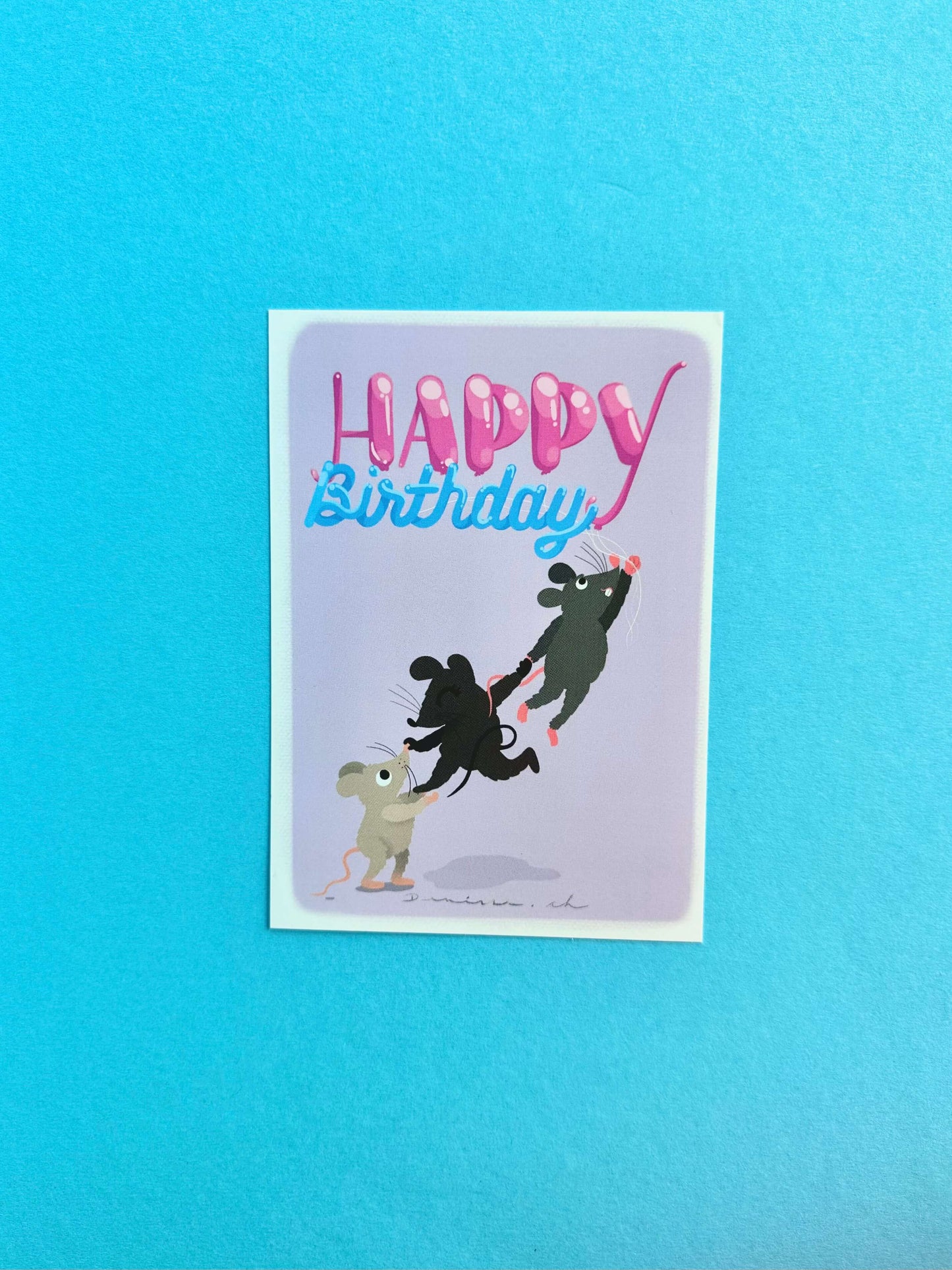 Carte postale A6 Souris d'Anniversaire
