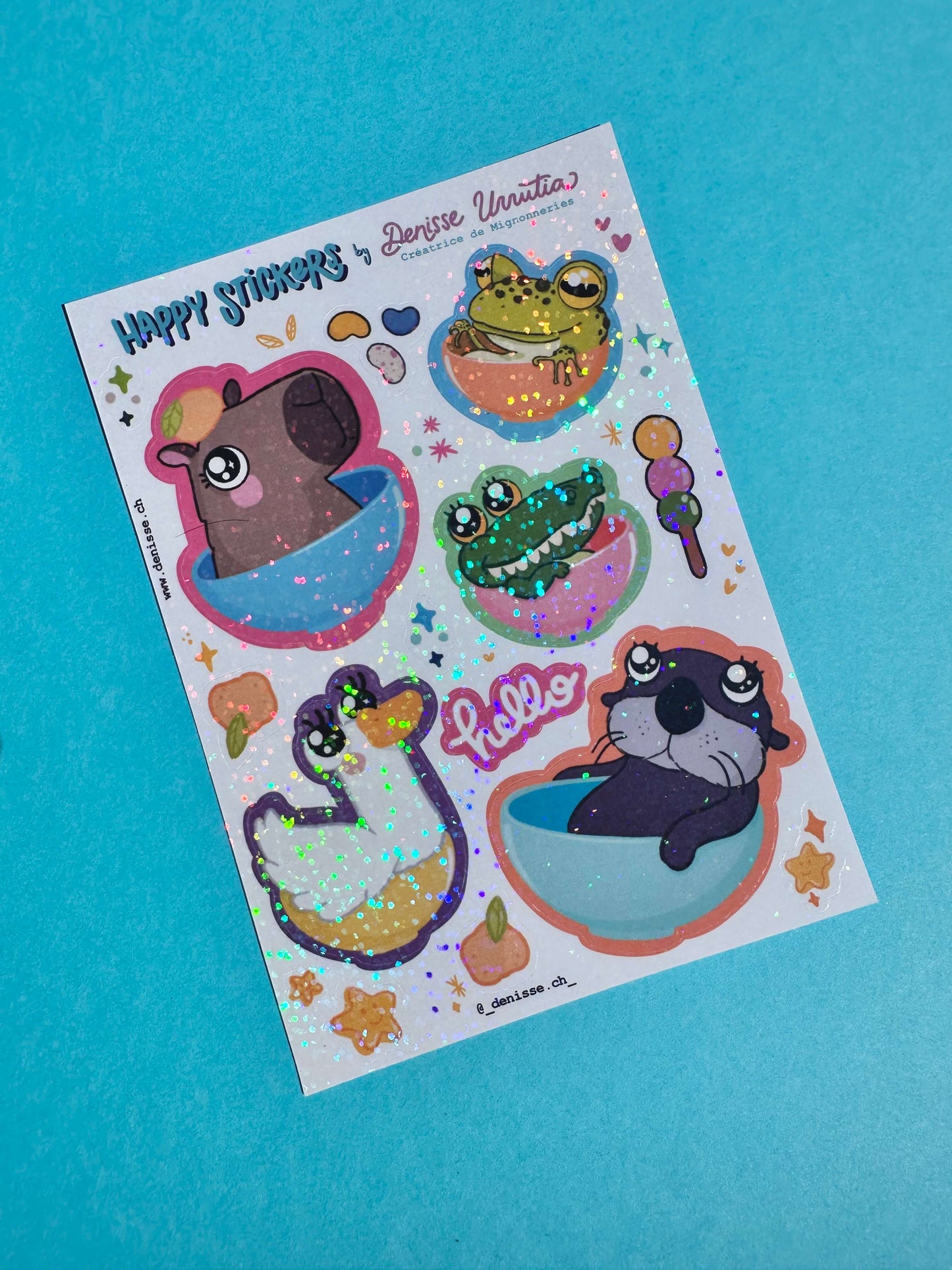 Feuille de stickers Holographique Animaux