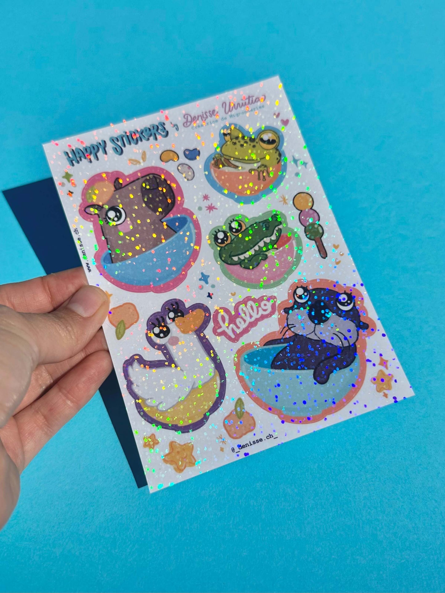Feuille de stickers Holographique Animaux
