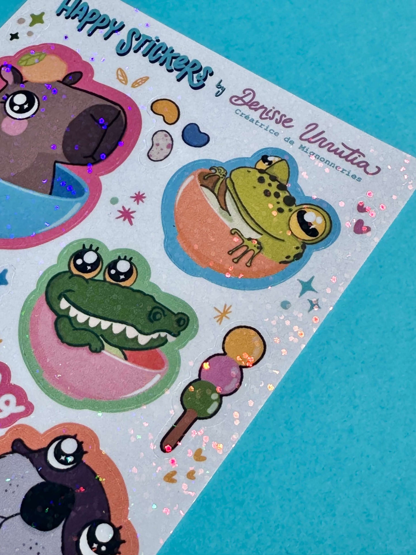 Feuille de stickers Holographique Animaux