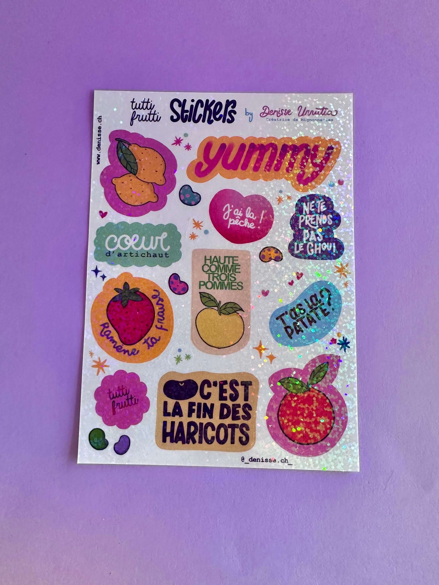 Feuille de stickers Holographique Tutti Frutti