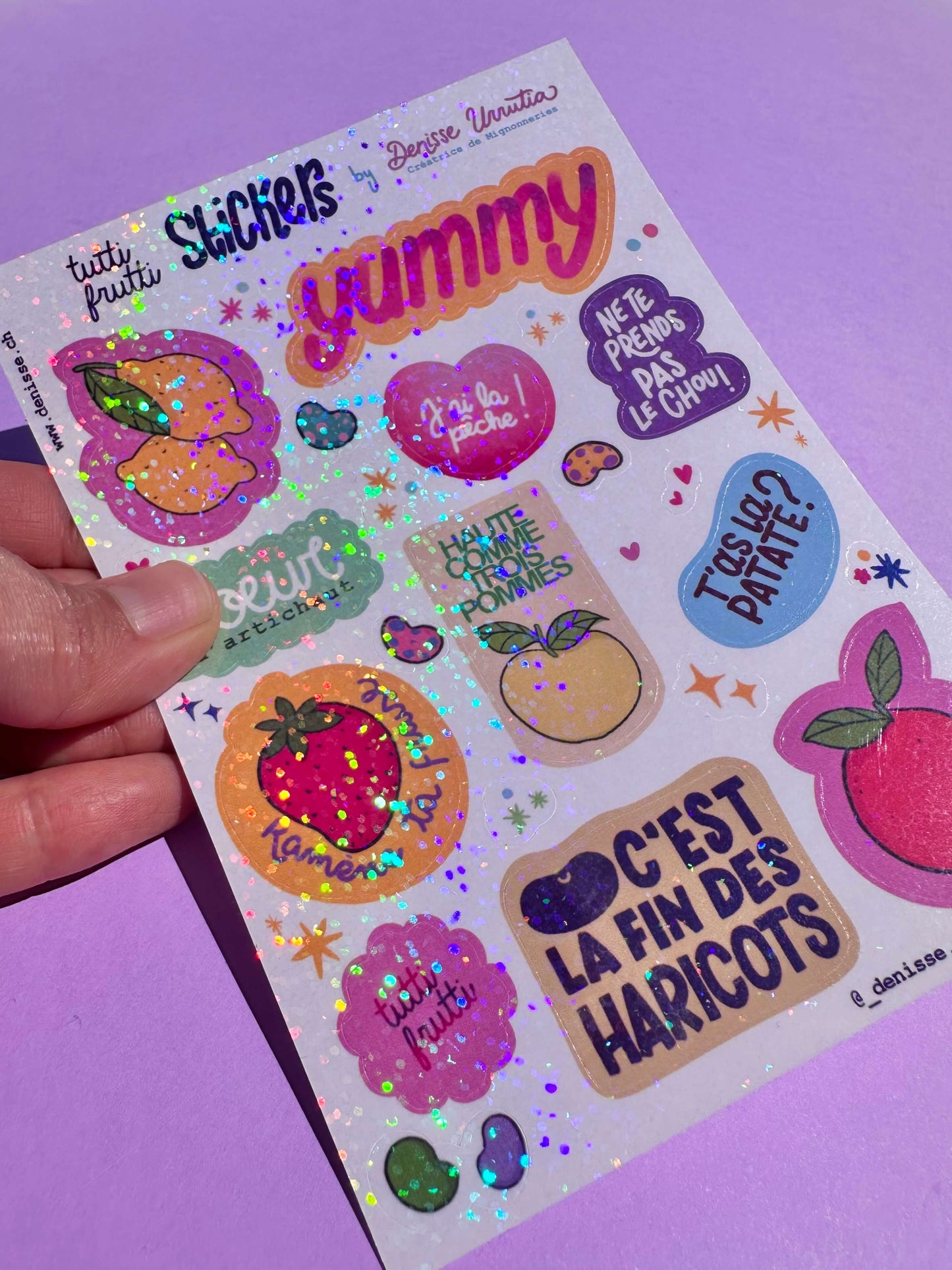 Feuille de stickers Holographique Tutti Frutti