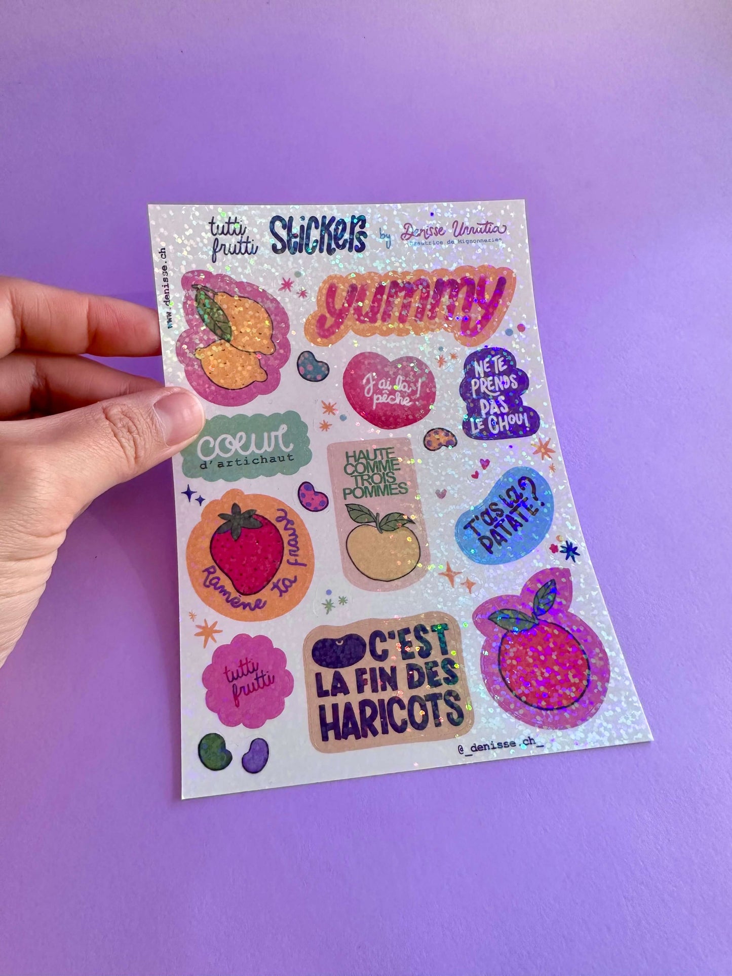 Feuille de stickers Holographique Tutti Frutti