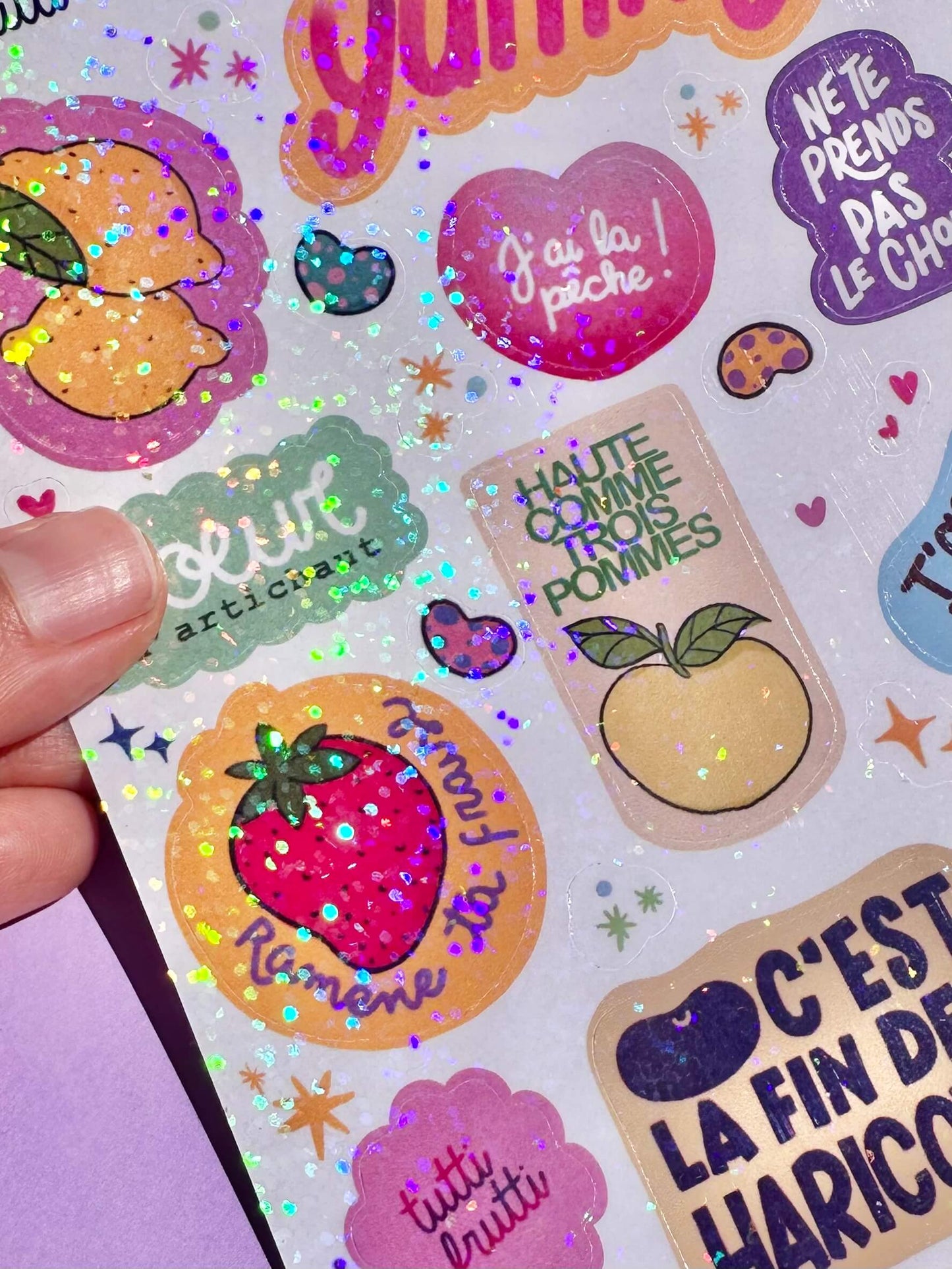 Feuille de stickers Holographique Tutti Frutti