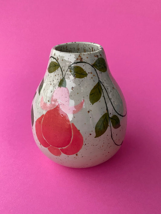 Vase pyrite aux fleurs en grès, fait main par Denisse à Renens